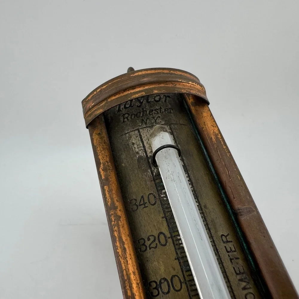 Taylor Copper Vintage Home Candy Thermometer Wood Handle Rochester NY